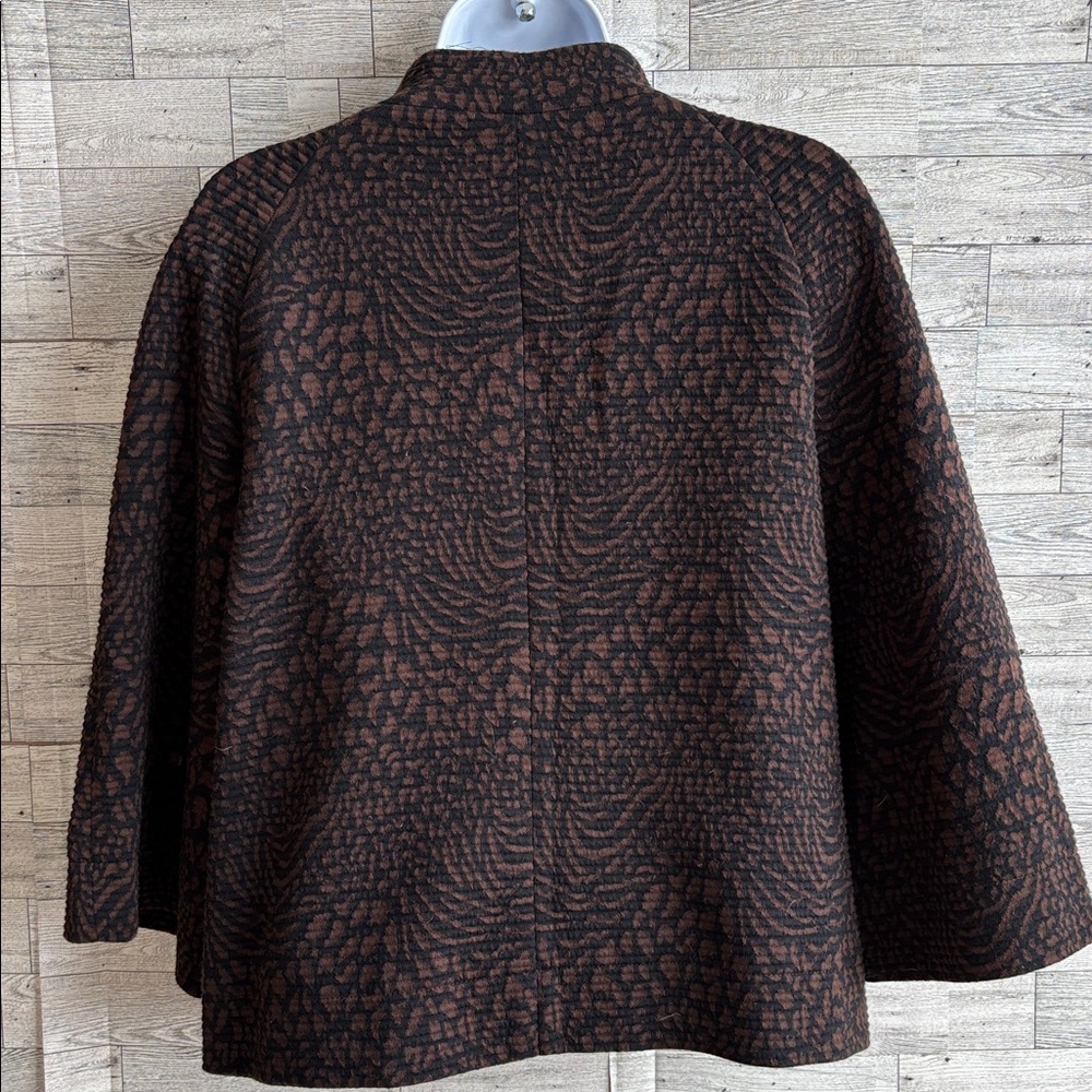 Brown Jacket Blazer Vintage Patterned Button 3/4 … - image 3